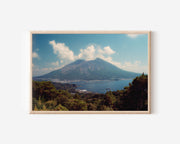 Sakurajima Volcano Kagoshima Japan Wall Art Print, Coastal Mountain Landscape
