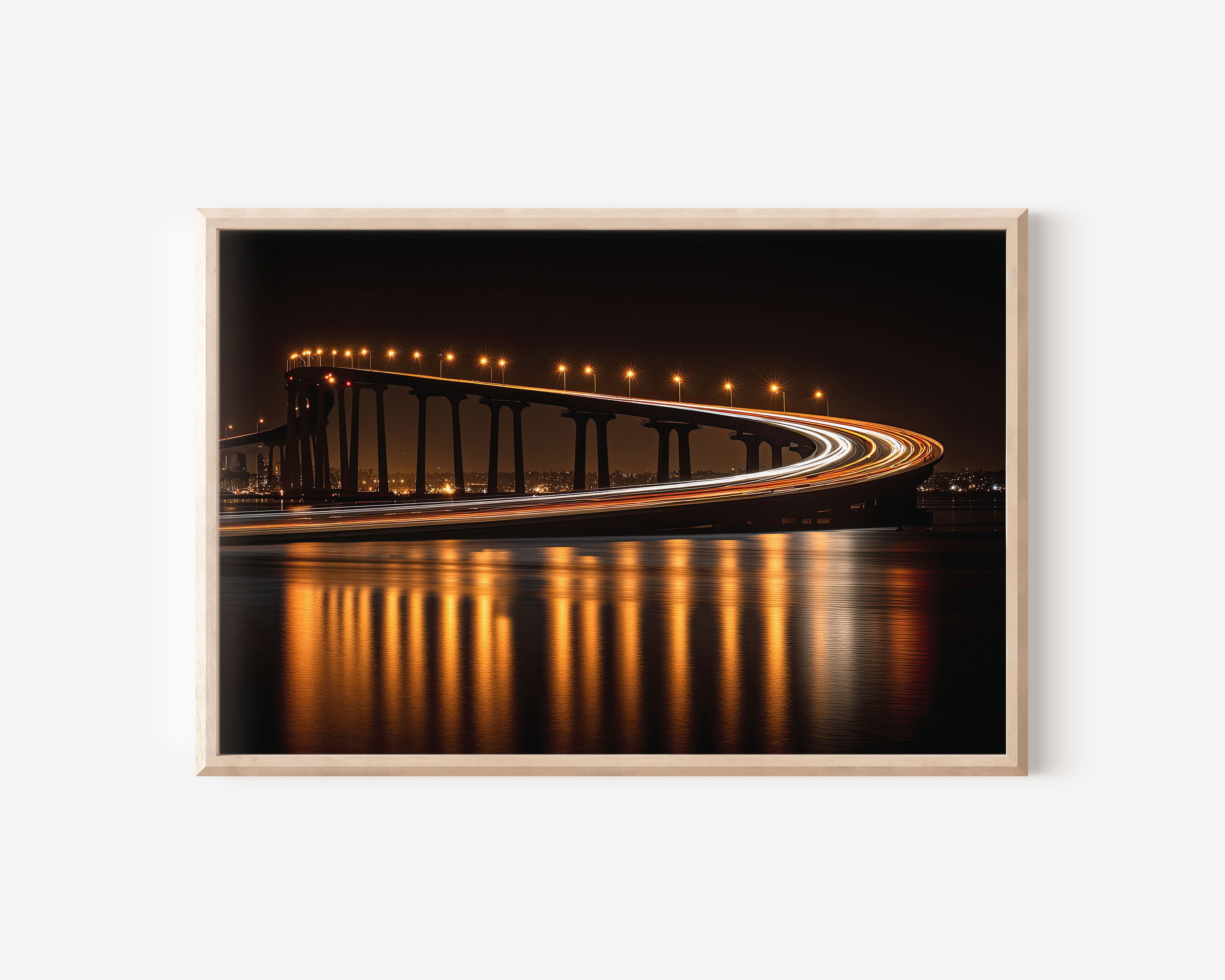 San Diego Coronado Bridge Wall Art Print, California Night Skyline