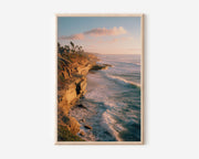 San Diego Coastal Wall Art Print – Sunset Ocean Cliffs Canvas, California Beach Landscape, Pacific Coast Decor