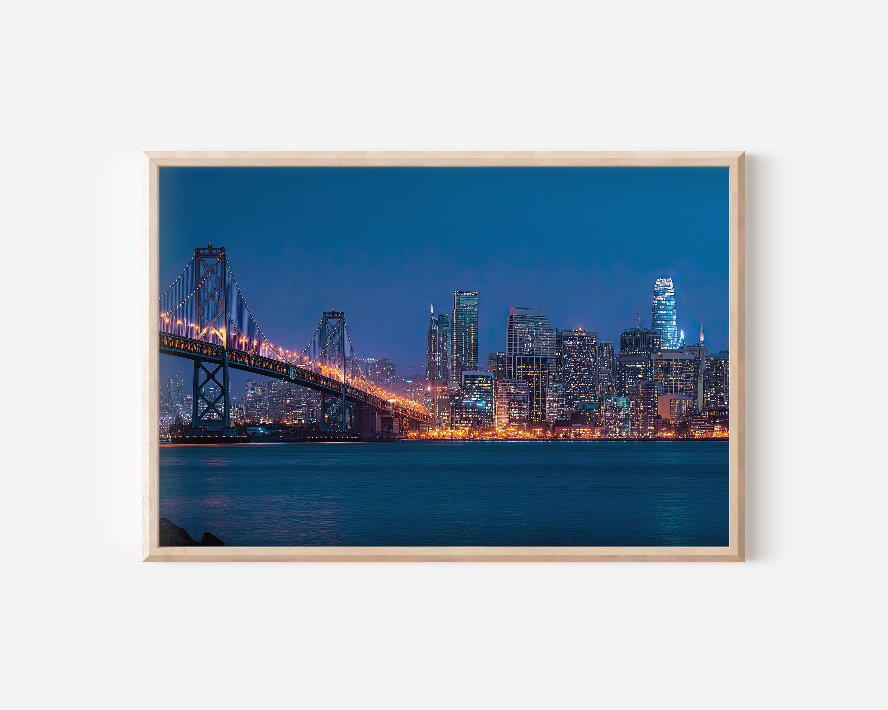 San Francisco Skyline Bay Bridge Wall Art Print | California Night Cityscape Photography