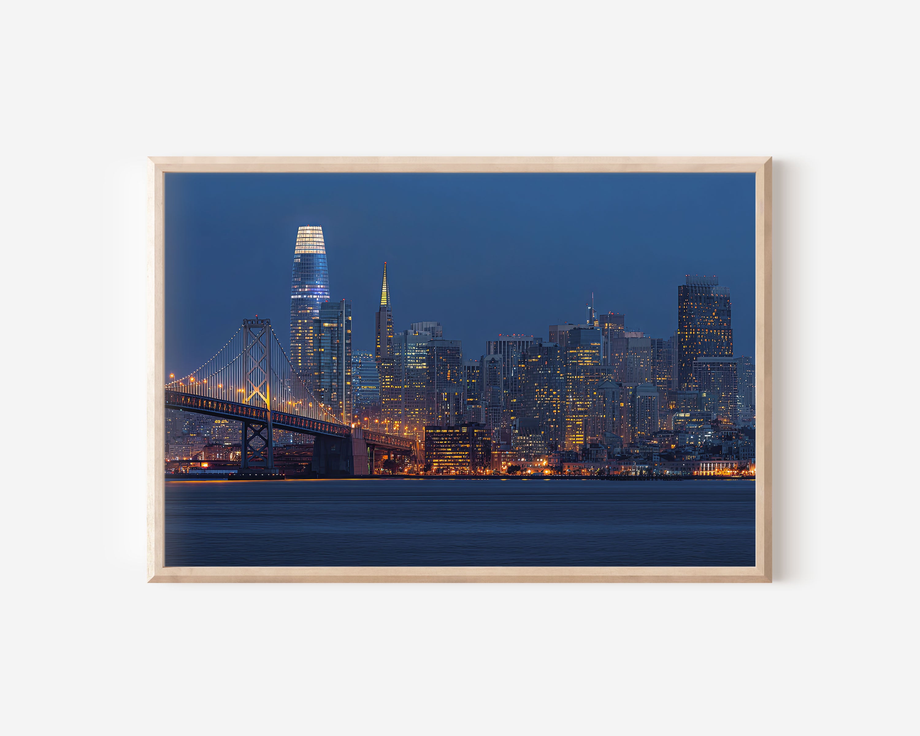 San Francisco Skyline Wall Art Print | Bay Bridge Night Cityscape Photography