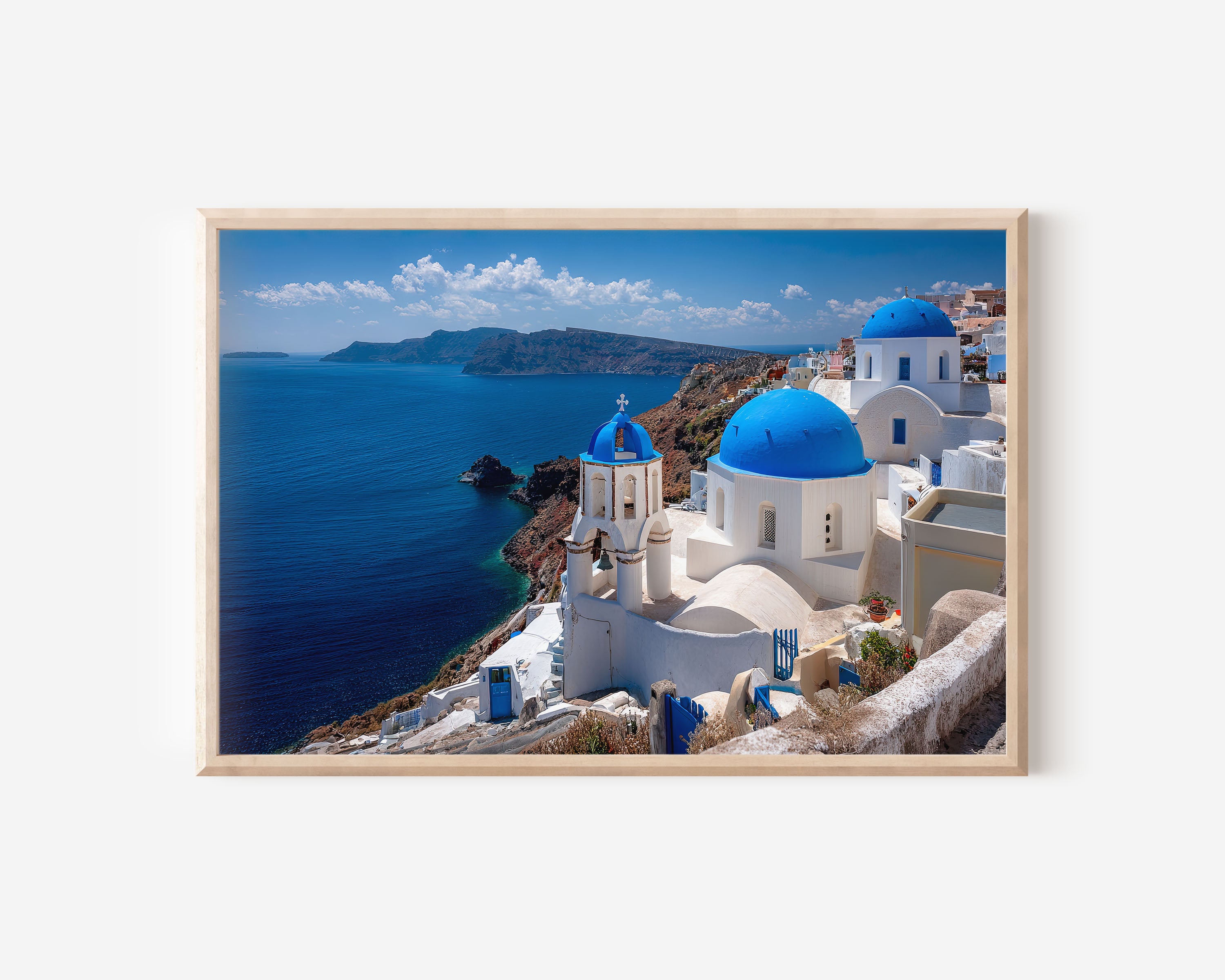 Santorini Blue Domes Oia Print – Greek Island Wall Art