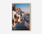 Santorini Stairway Wall Art Print | Greece Coastal Landscape Photography