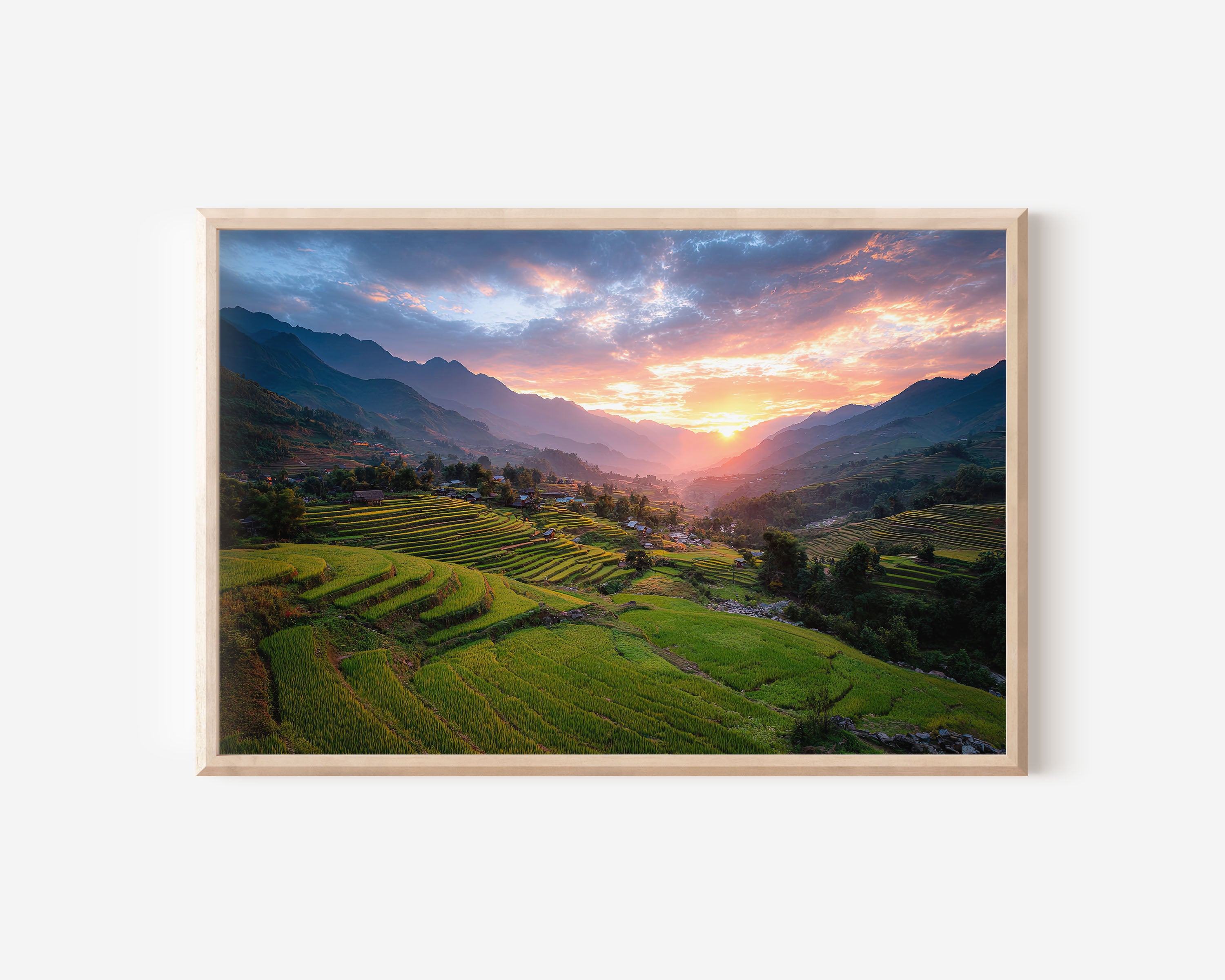 Sapa Rice Terraces Sunrise Print – Vietnam Wall Art