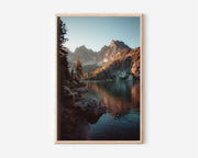 Sawtooth Mountains Lake Reflection Wall Art | Alpine Nature Canvas Print