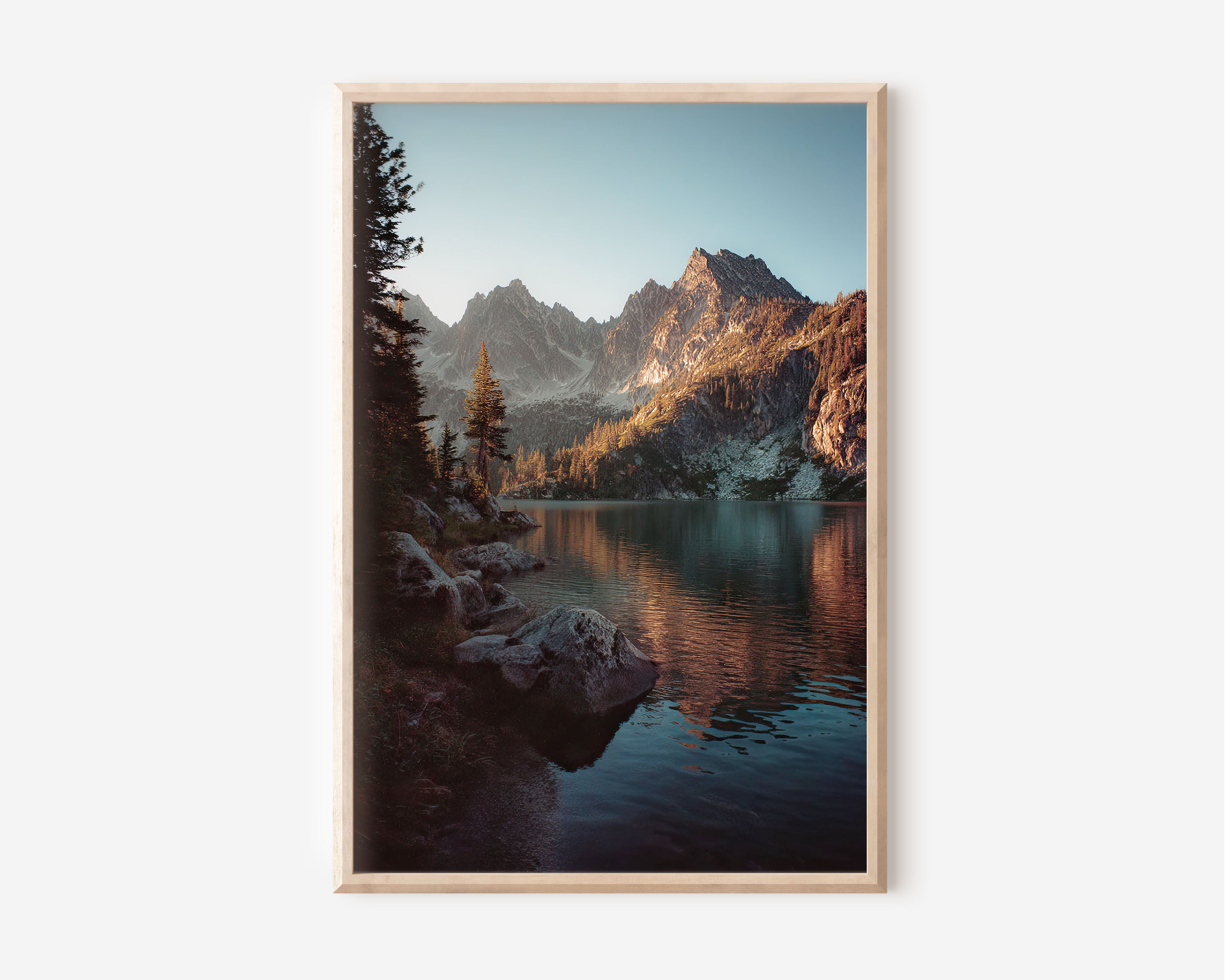 Sawtooth Mountains Lake Reflection Wall Art | Alpine Nature Canvas Print