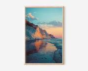 White Cliff Beach Sunset Wall Art | Coastal Reflection Landscape Print