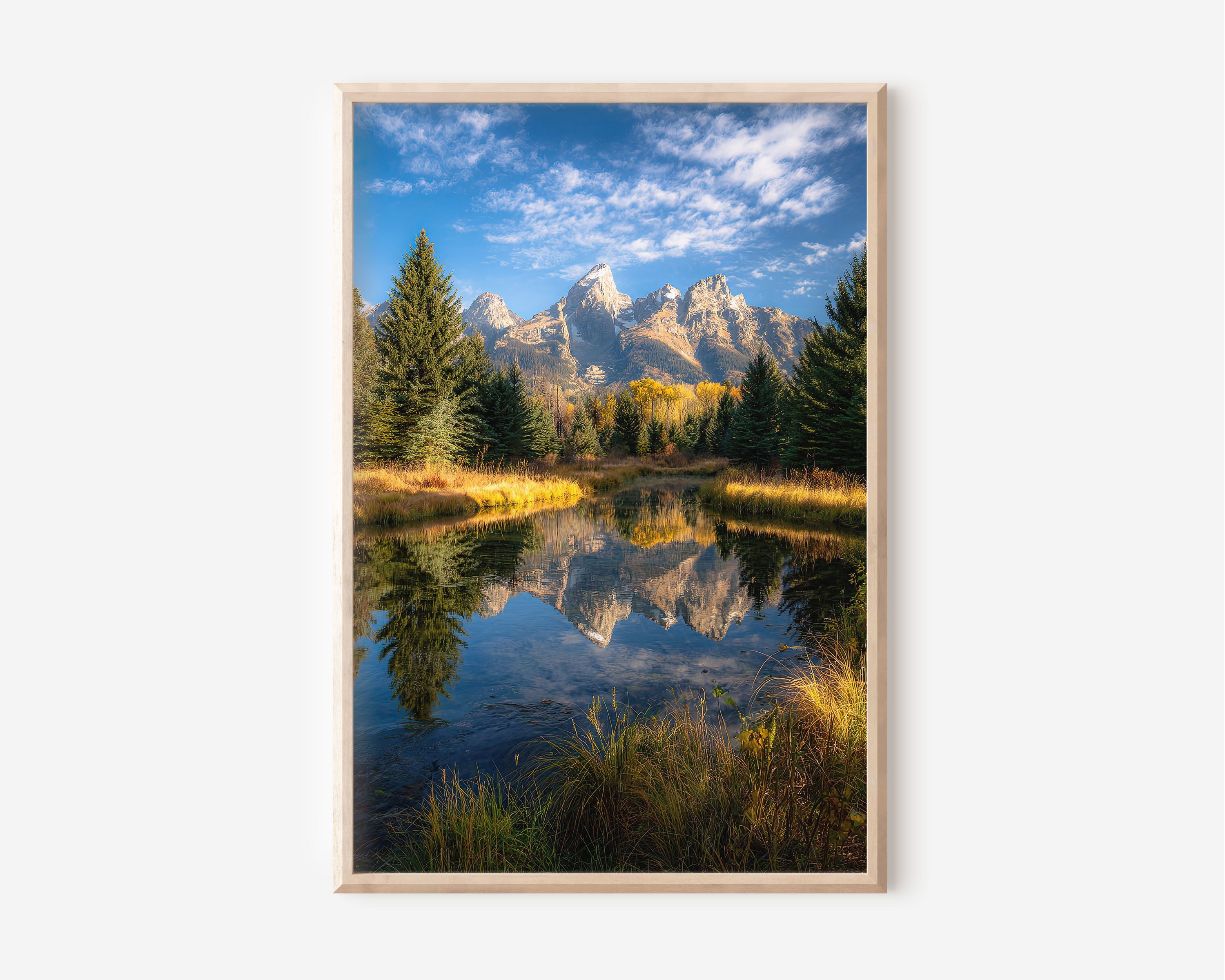Grand Teton Schwabacher Landing Wall Art Print | Wyoming National Park Autumn Reflection Photography | American West Travel Poster | Nature Home Decor