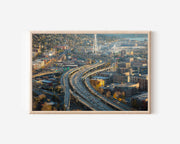 Seattle Skyline Wall Art Print, Space Needle Highway Cityscape
