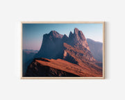 Seceda Dolomites Wall Art – Italian Alps Mountain Sunrise Print, Dramatic Alpine Landscape Decor