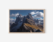 Seceda Peaks Dolomites Wall Art – Dramatic Italian Alpine Mountain Print