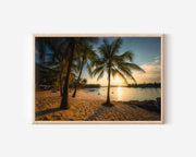 Sentosa Beach Sunset Print – Tropical Palm Wall Art