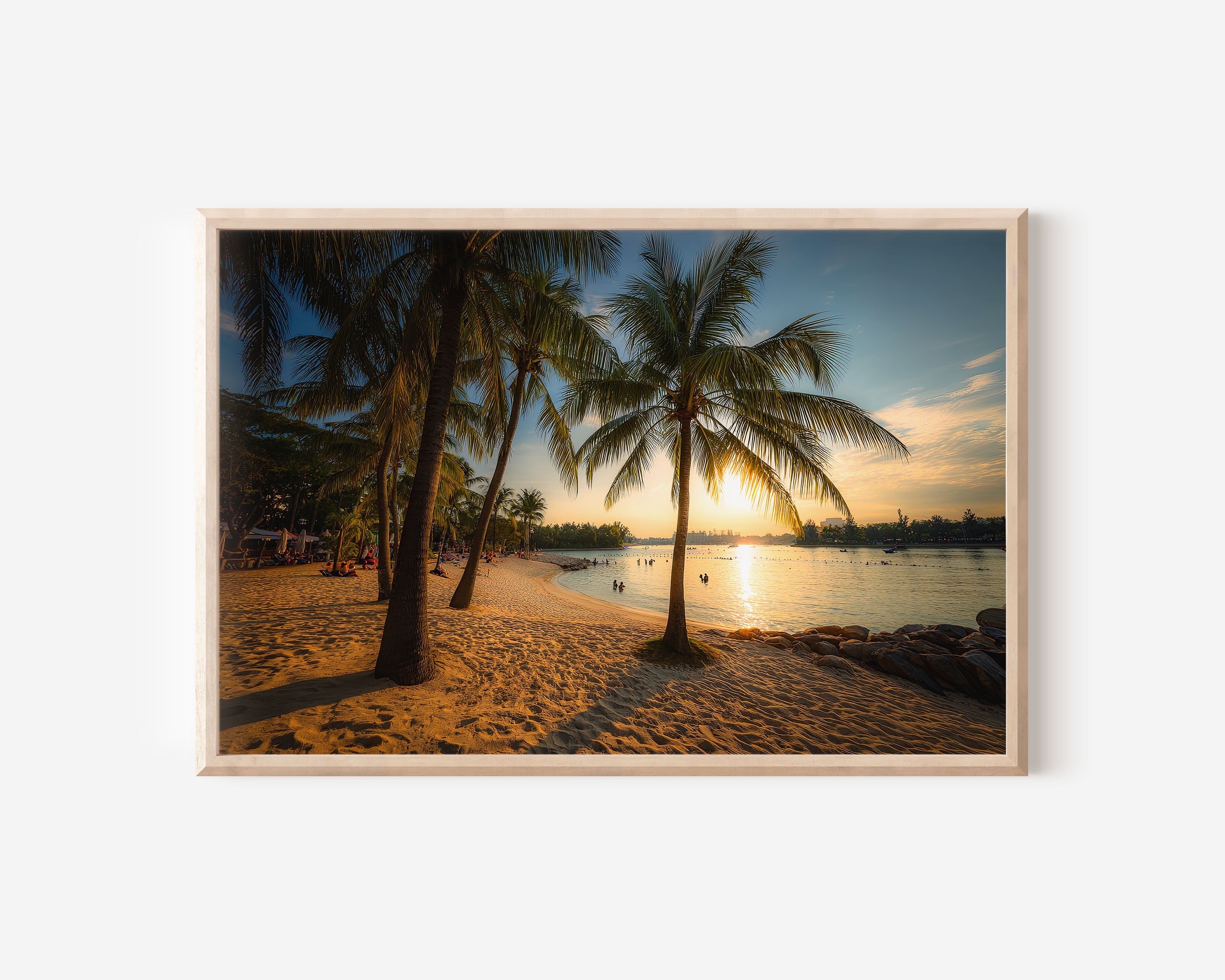 Sentosa Beach Sunset Print – Tropical Palm Wall Art
