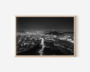 Seoul Cityscape Black & White Canvas Print