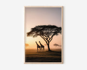 Serengeti Giraffe Wall Art – African Safari Sunset Print