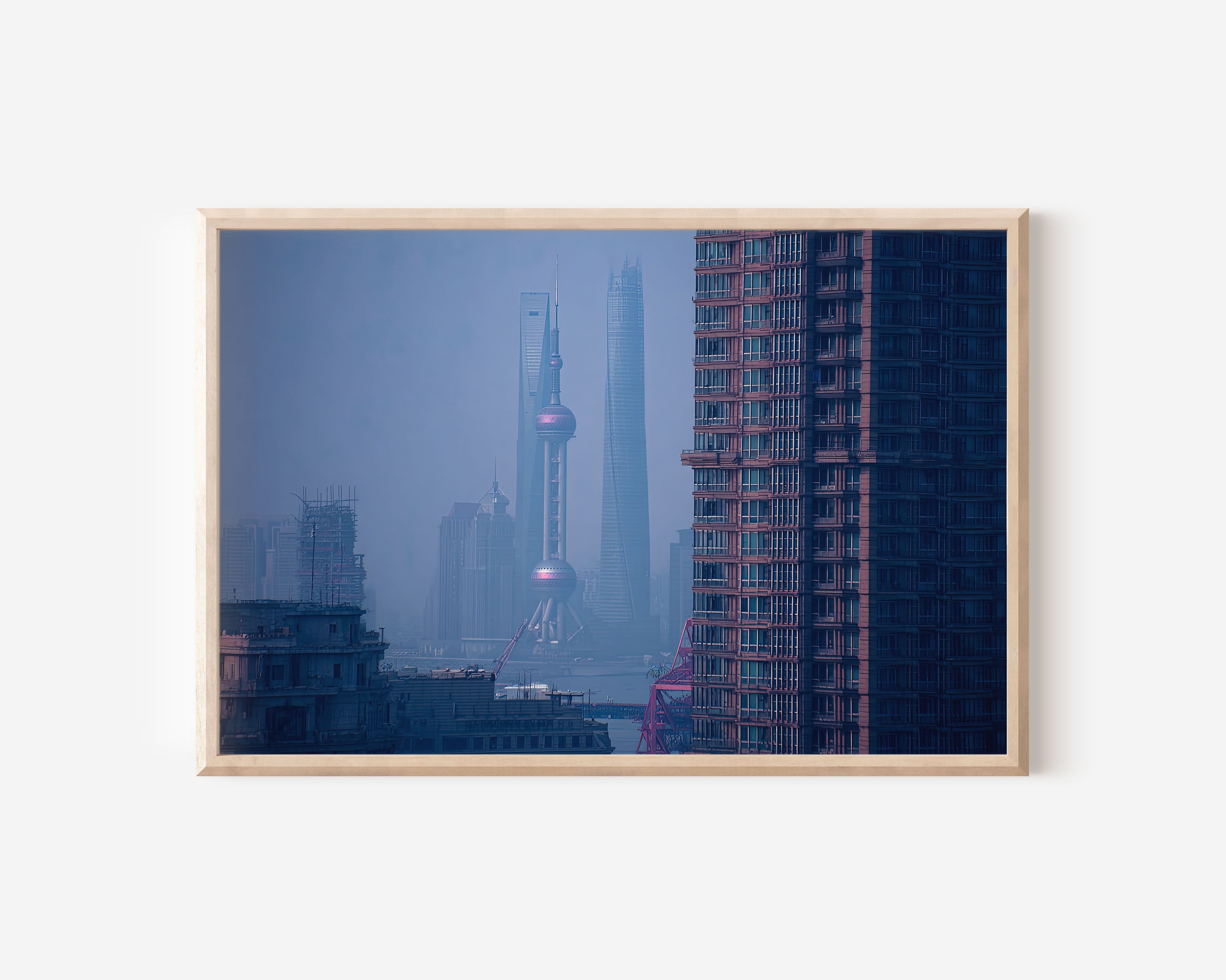 Shanghai Pudong Skyline Wall Art Print | Oriental Pearl Tower Modern China Cityscape Photography