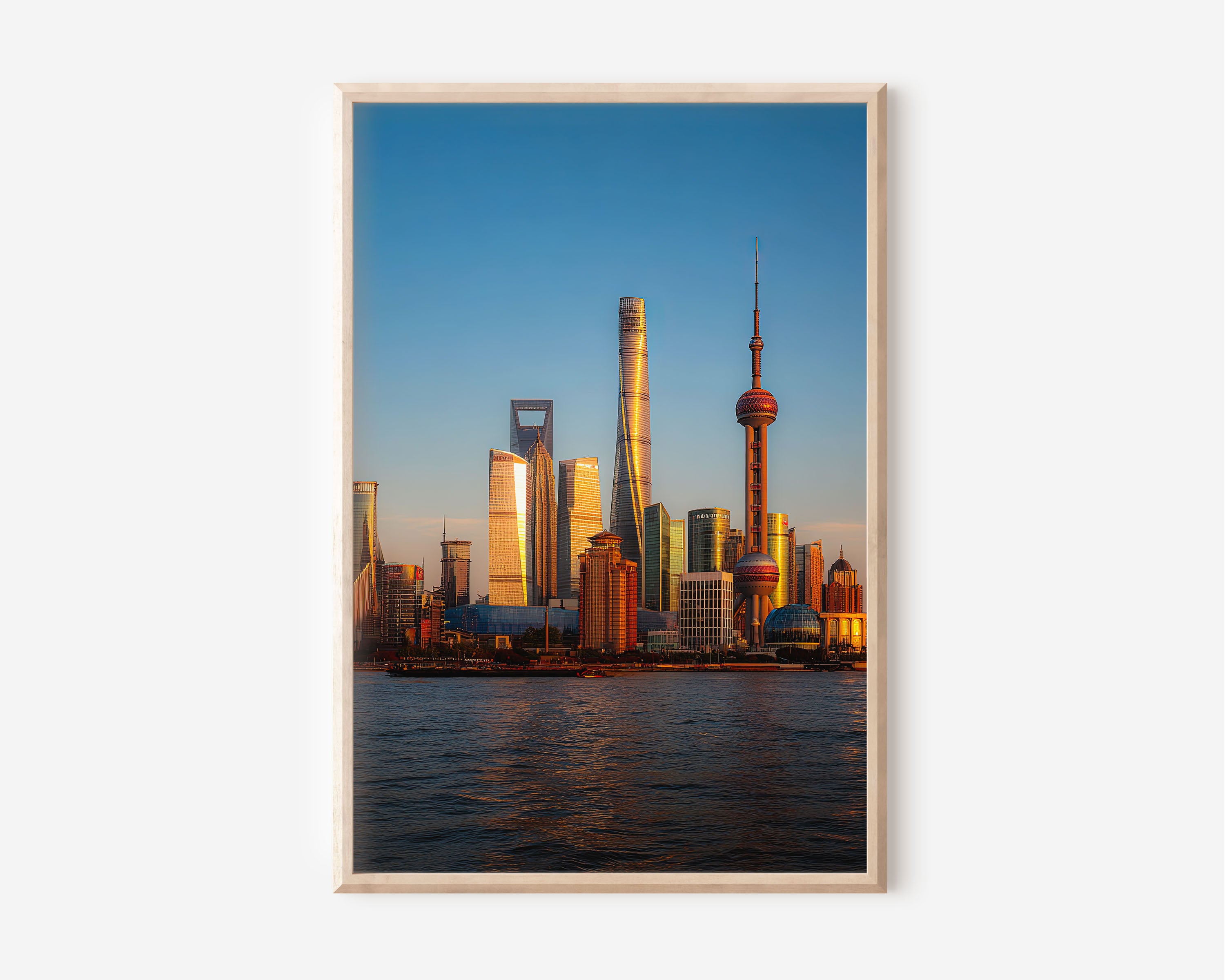Shanghai Pudong Skyline at Sunset | Huangpu River China Wall Art Print