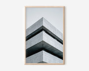 Brutalist Concrete Building Corner Grey Sky Wall Art Print | Architecture Abstract Photography | Minimalist Home Decor