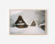 Shirakawa-go Winter Village Wall Art Print, Japan Snow Houses