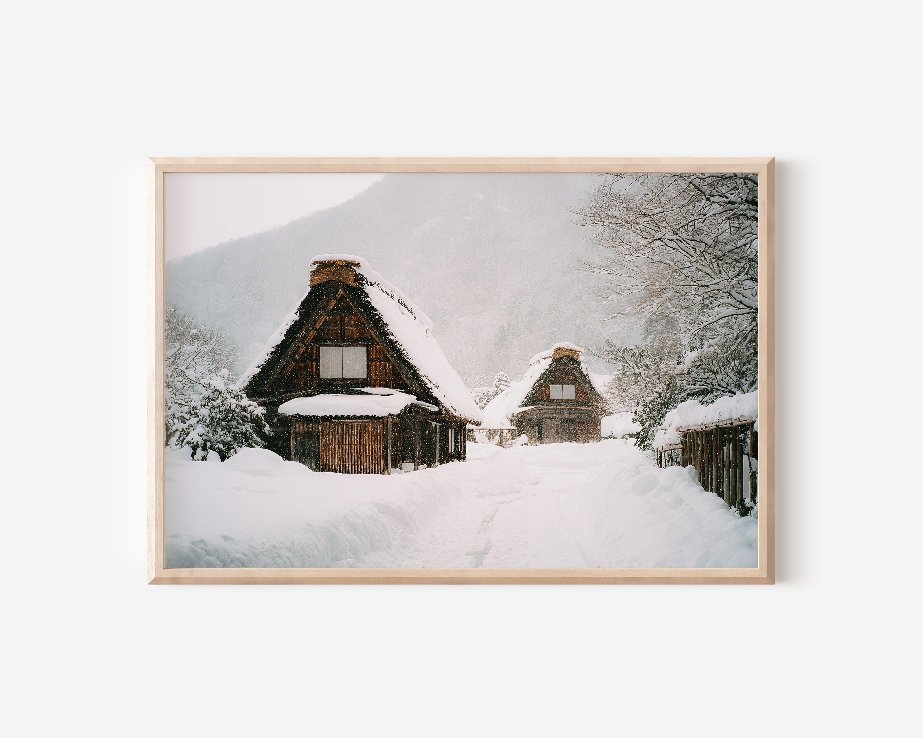 Shirakawa-go Winter Village Wall Art Print, Japan Snow Houses