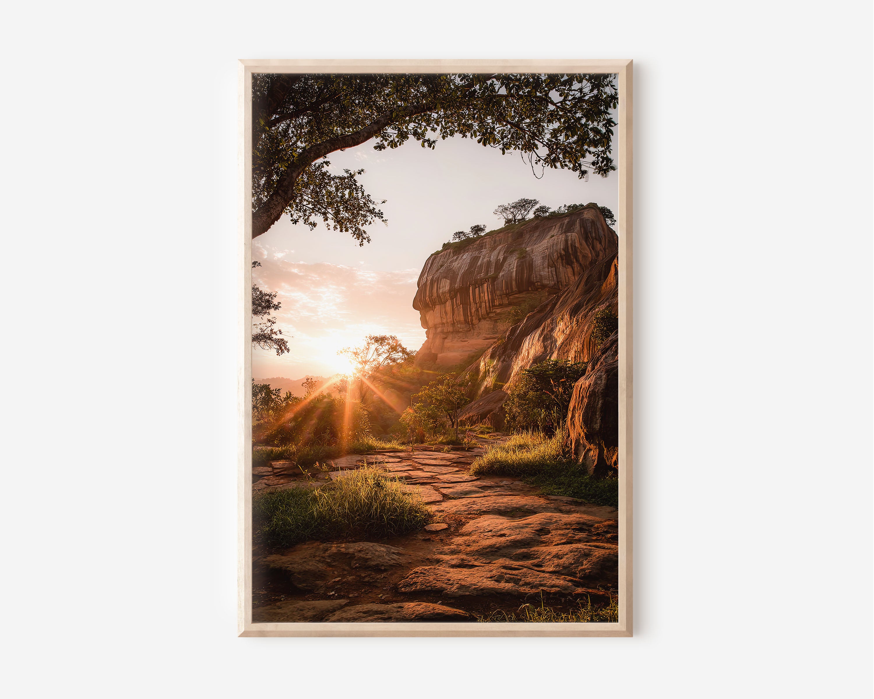 Sigiriya Rock Fortress Wall Art – Sri Lanka Sunrise Landscape Print