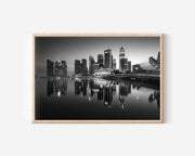 Singapore Marina Bay Black & White Wall Art Print
