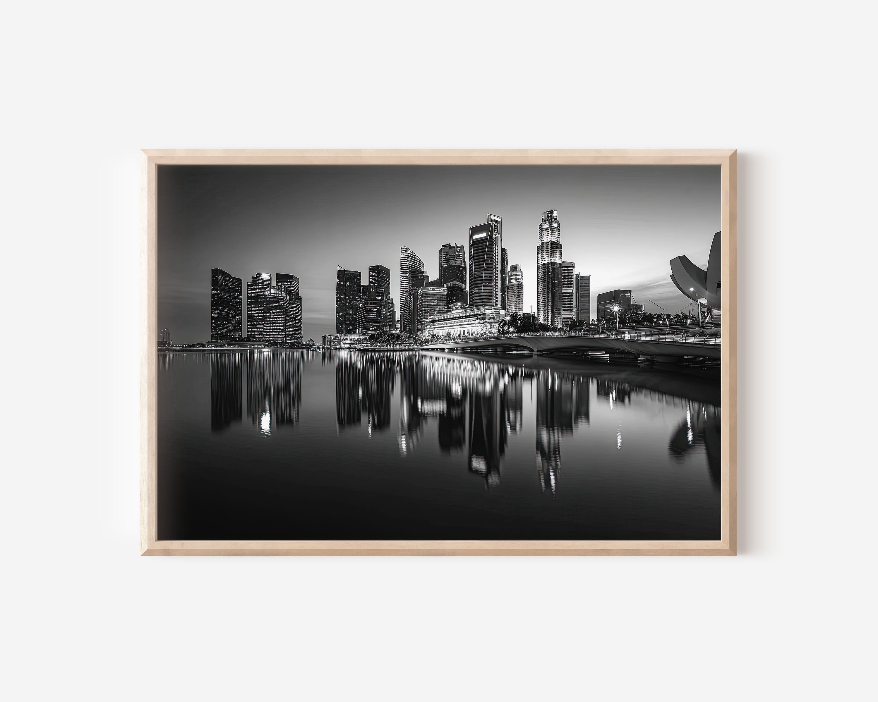 Singapore Marina Bay Black & White Wall Art Print