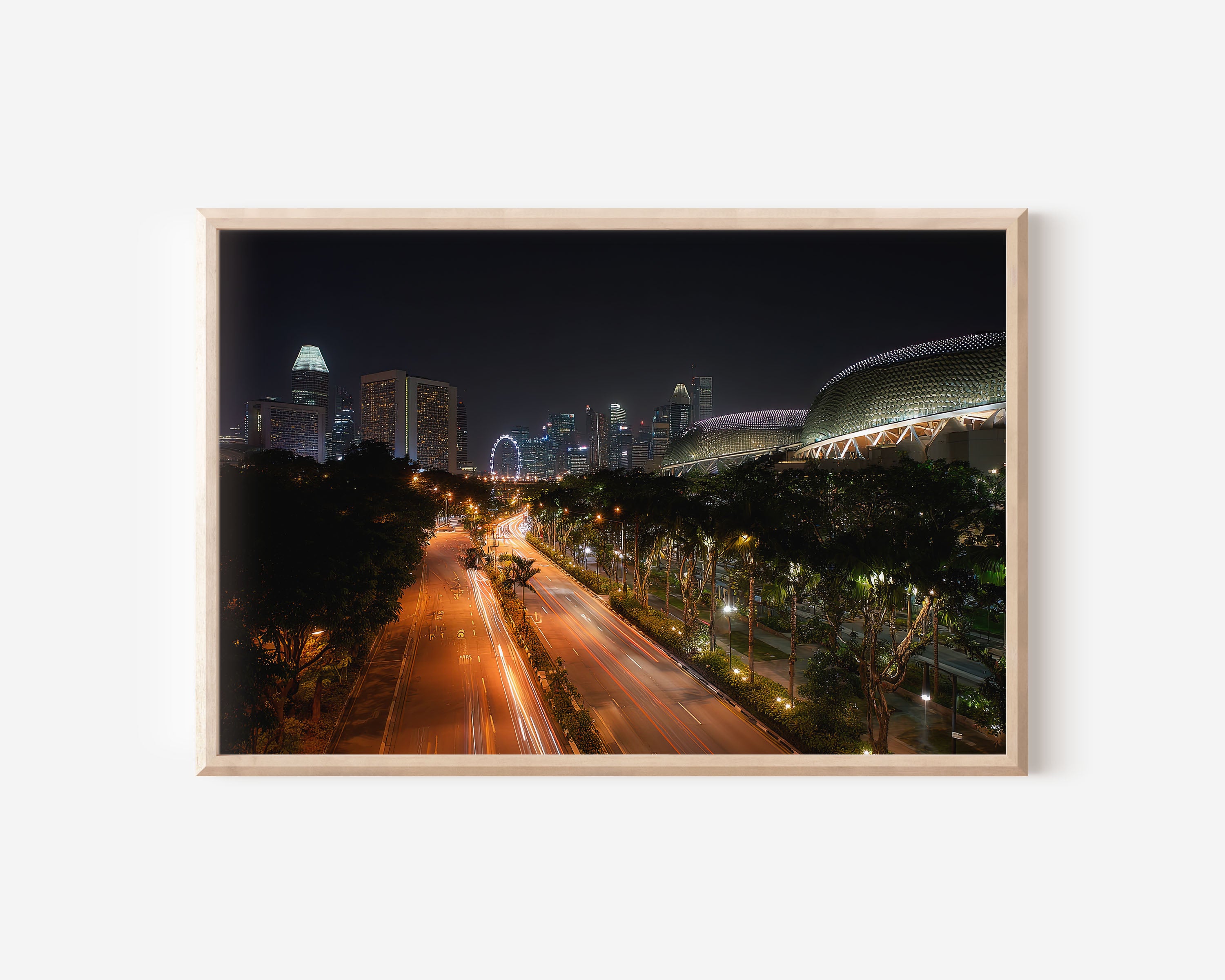 Singapore Marina Bay Skyline Wall Art Print, City Lights Night