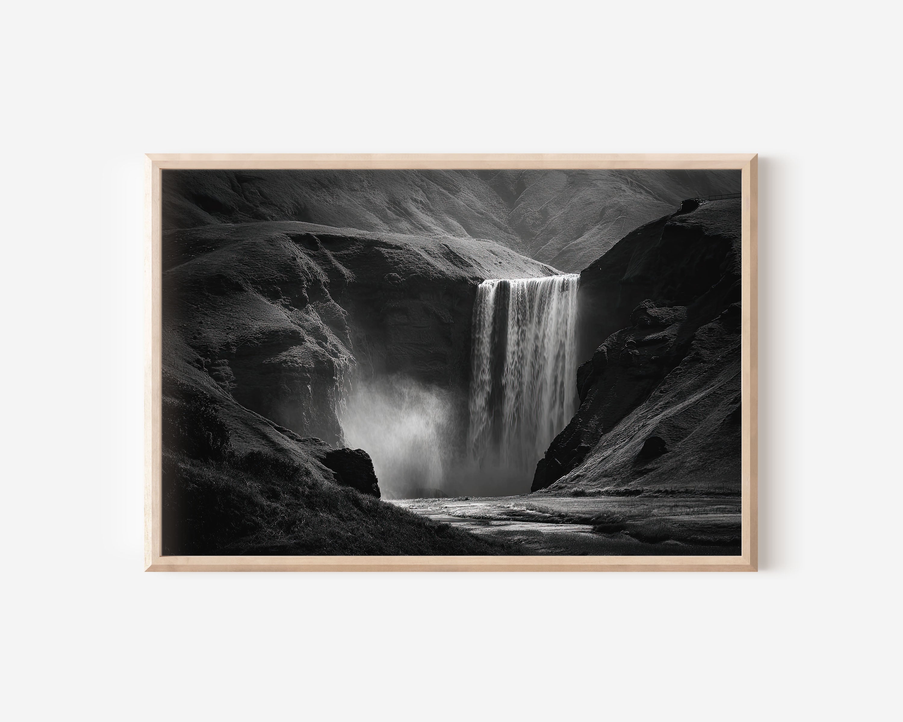 Skogafoss Waterfall Black & White Wall Art