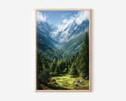Mont Blanc Alpine Valley Wall Art | Chamonix Snow-Capped Mountain Forest Landscape Print | European Alps Travel Photography