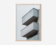 Concrete Balconies Zigzag Pattern Wall Art Print | Brutalist Architecture Abstract Photography | Minimalist Home Decor