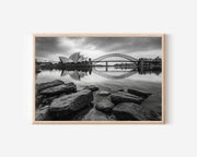 Sydney Opera House & Harbour Bridge Black and White Wall Art