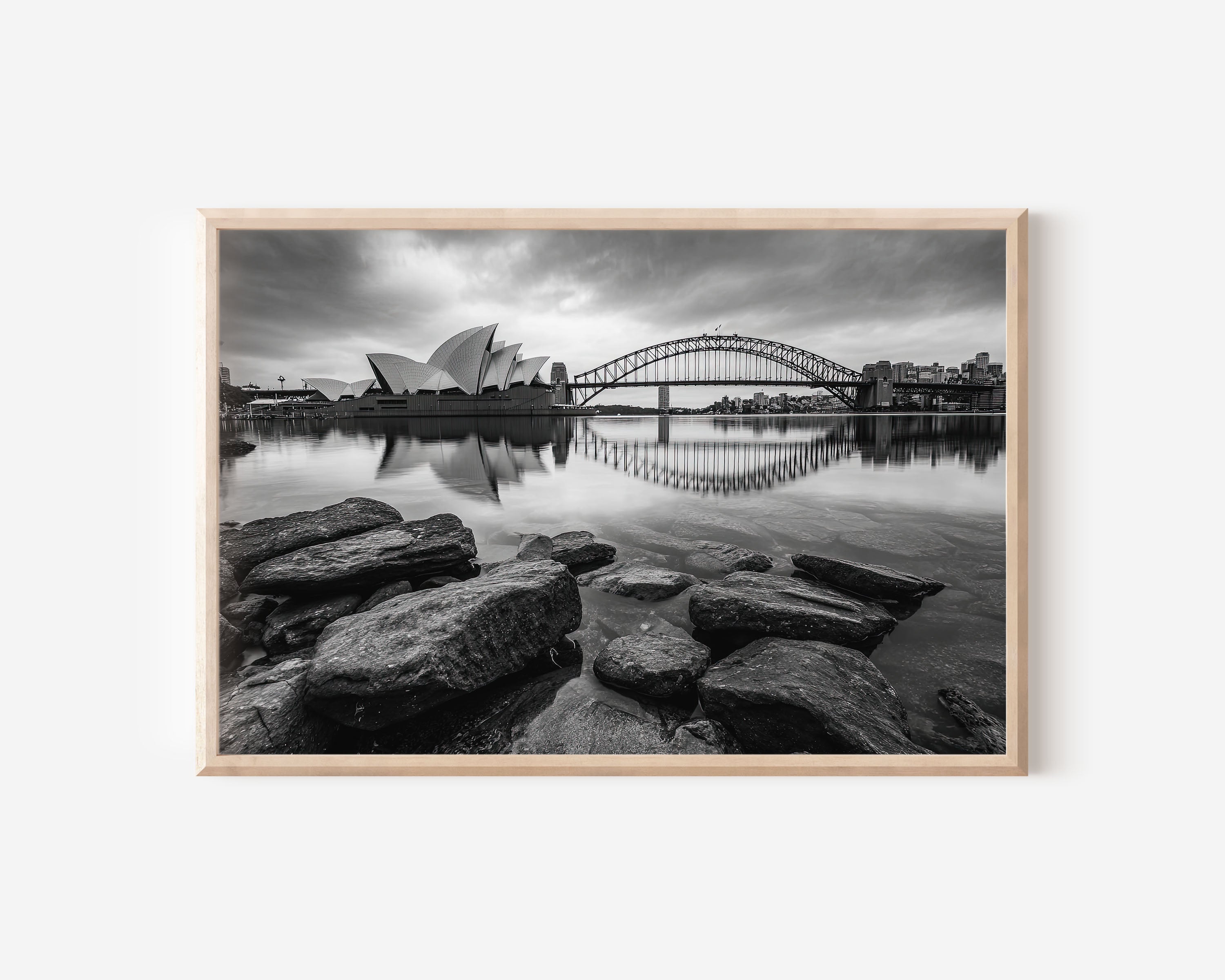 Sydney Opera House & Harbour Bridge Black and White Wall Art