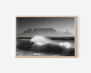Table Mountain Black and White Wall Art Print – Cape Town Ocean Landscape