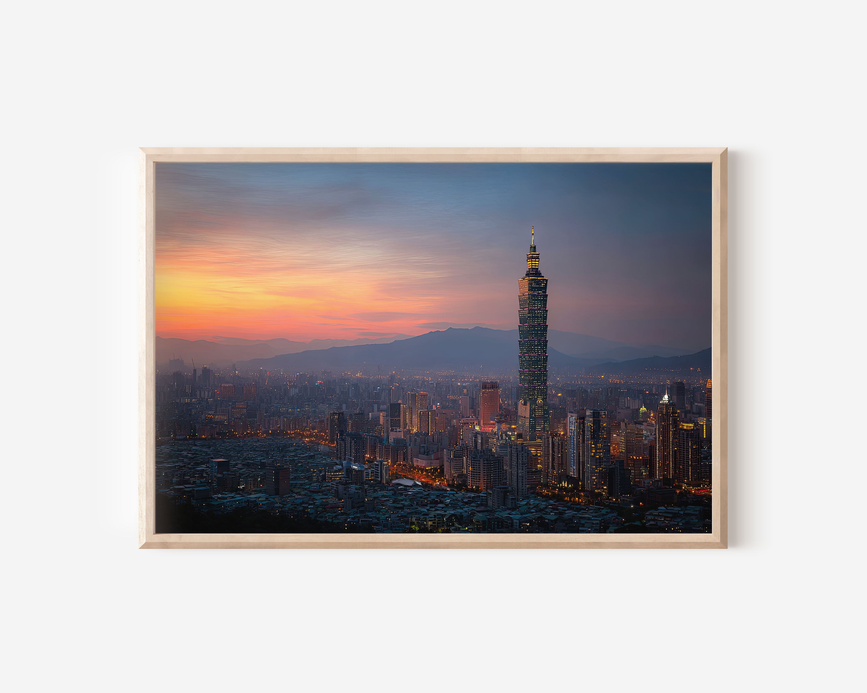 Taipei 101 Taiwan Dusk Print | City Skyline Sunset Wall Art