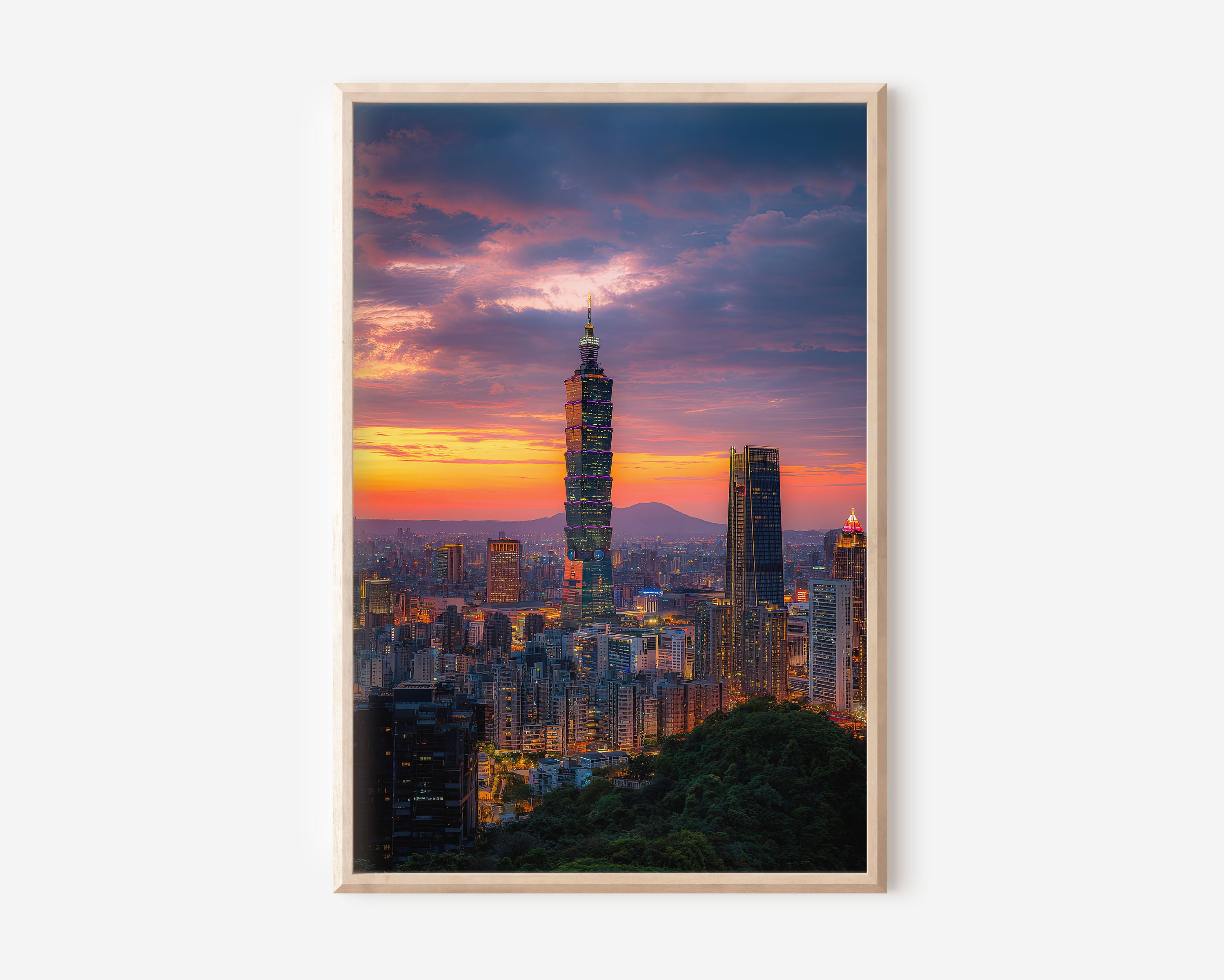 Taipei 101 Wall Art – Taipei City Skyline Sunset Print