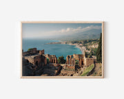 Taormina Greek Theatre Sicily Italy Wall Art Print, Mount Etna Mediterranean Coastal View