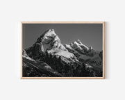 Grand Teton Black and White Wall Art | Wyoming Mountain Print
