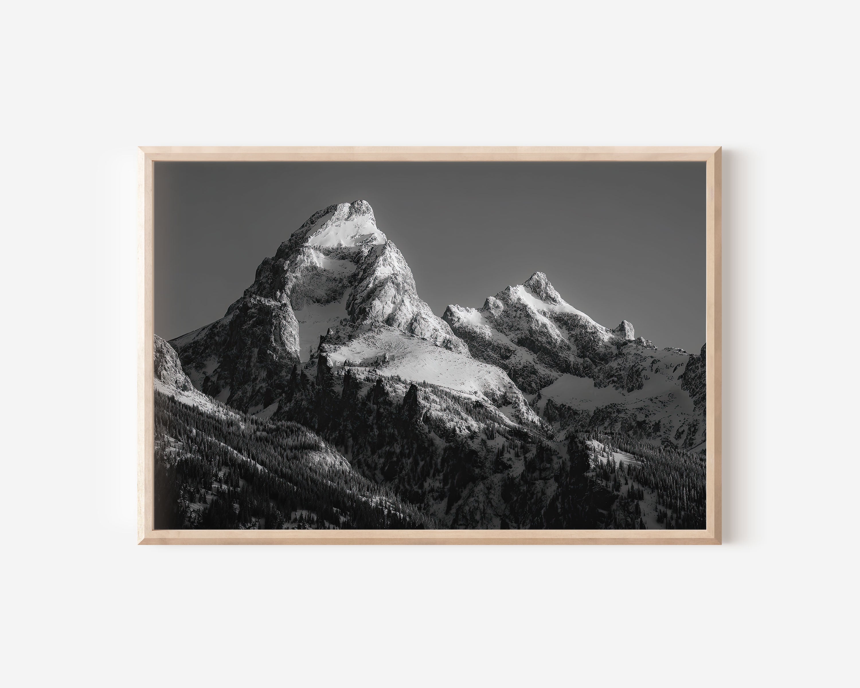 Grand Teton Black and White Wall Art | Wyoming Mountain Print