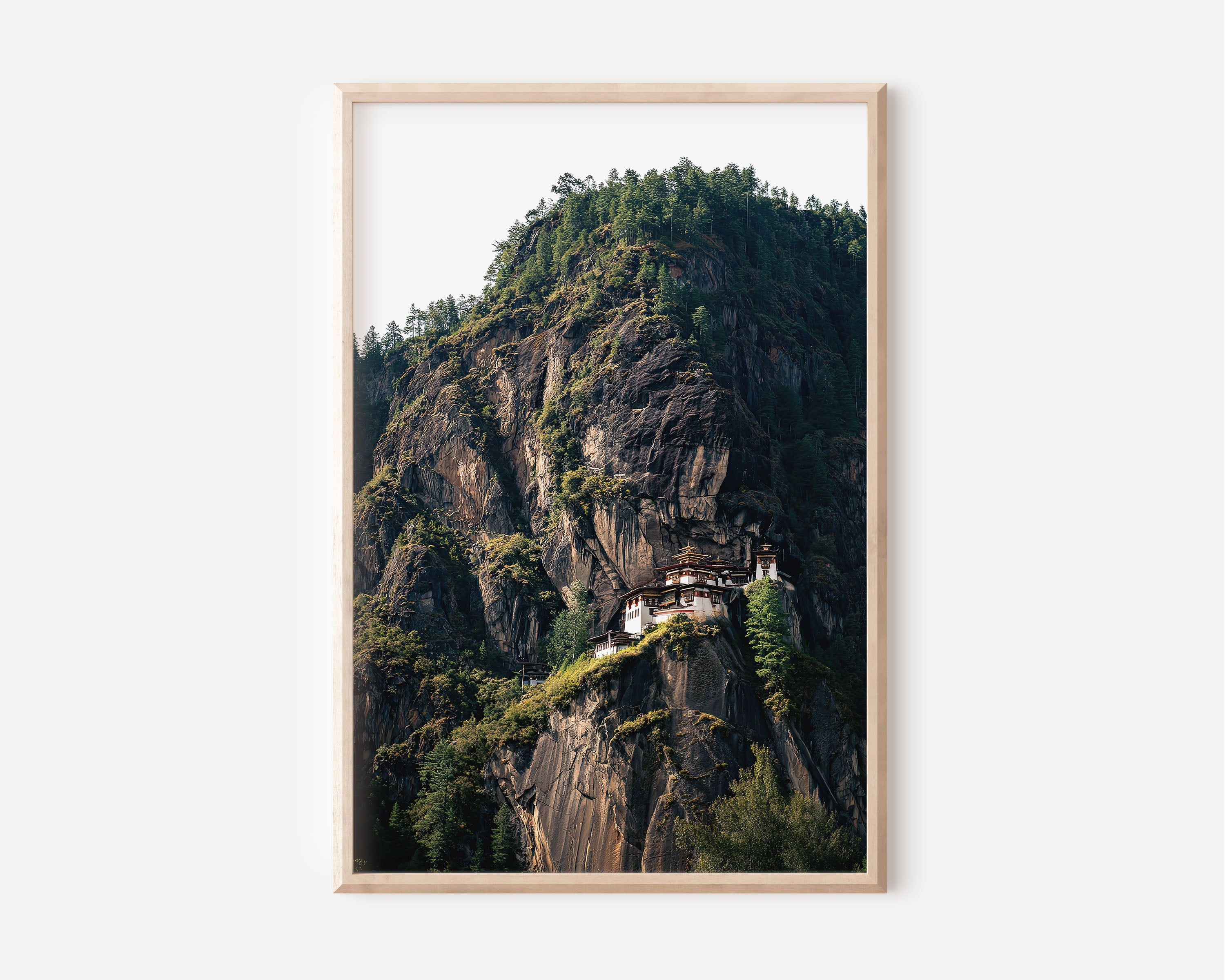 Tiger’s Nest Monastery Wall Art Print – Himalayan Cliff Temple Canvas, Bhutan Landscape Artwork, Spiritual Mountain Decor