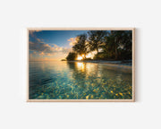 Tokelau Atoll Sunset Lagoon Print | Crystal Clear Water Tropical Wall Art