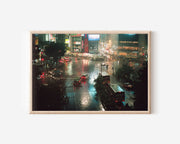 Tokyo Neon Street Night Wall Art Print, Japan Rainy Cityscape