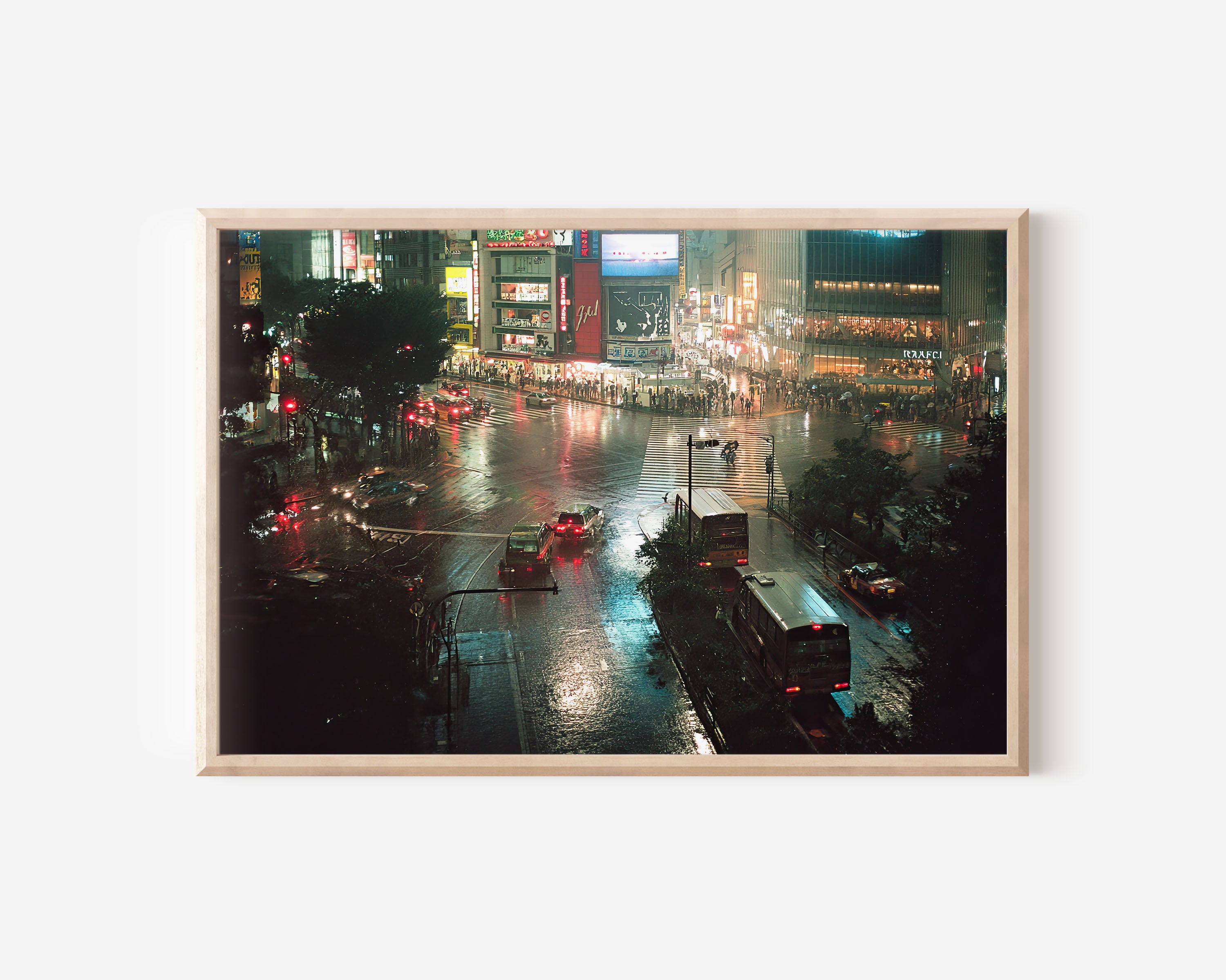 Tokyo Neon Street Night Wall Art Print, Japan Rainy Cityscape