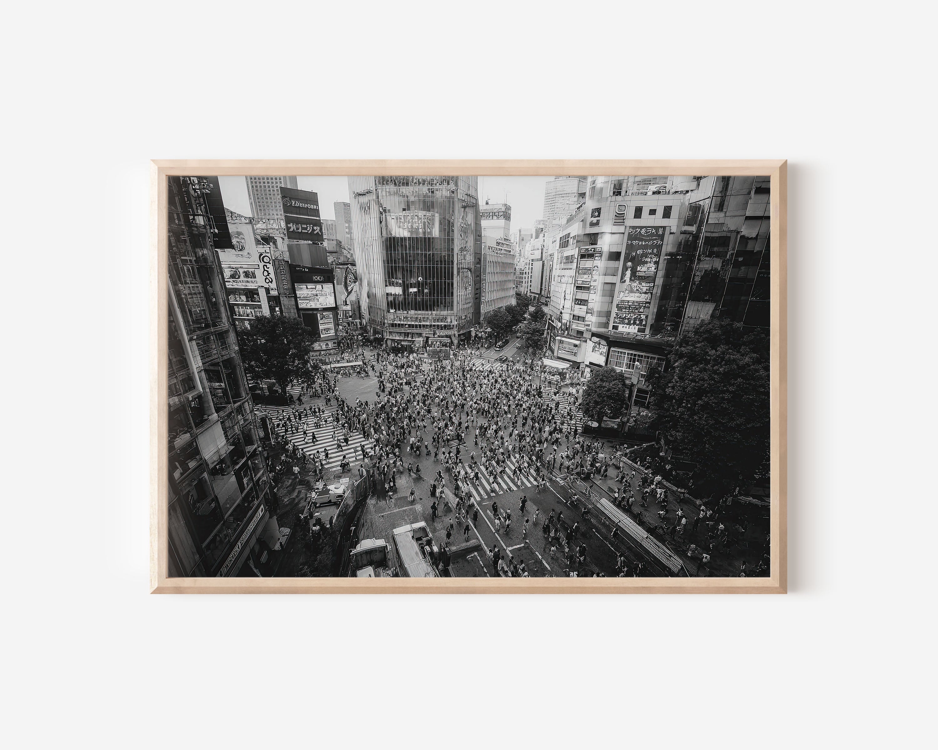 Tokyo Shibuya Crossing Wall Art Print – Black and White Japan Photography
