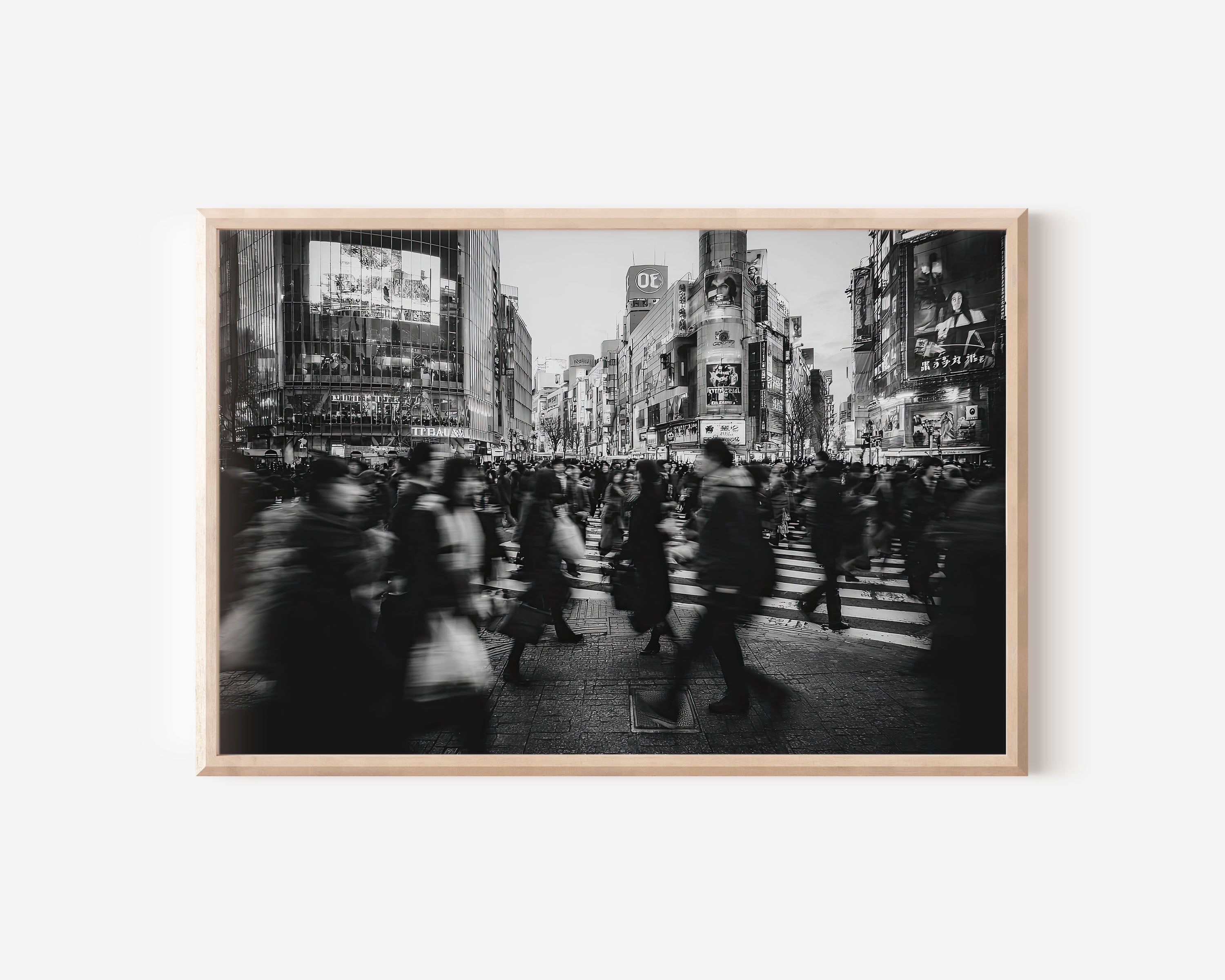 Tokyo Shibuya Crossing Wall Art – Black and White City Photography Print