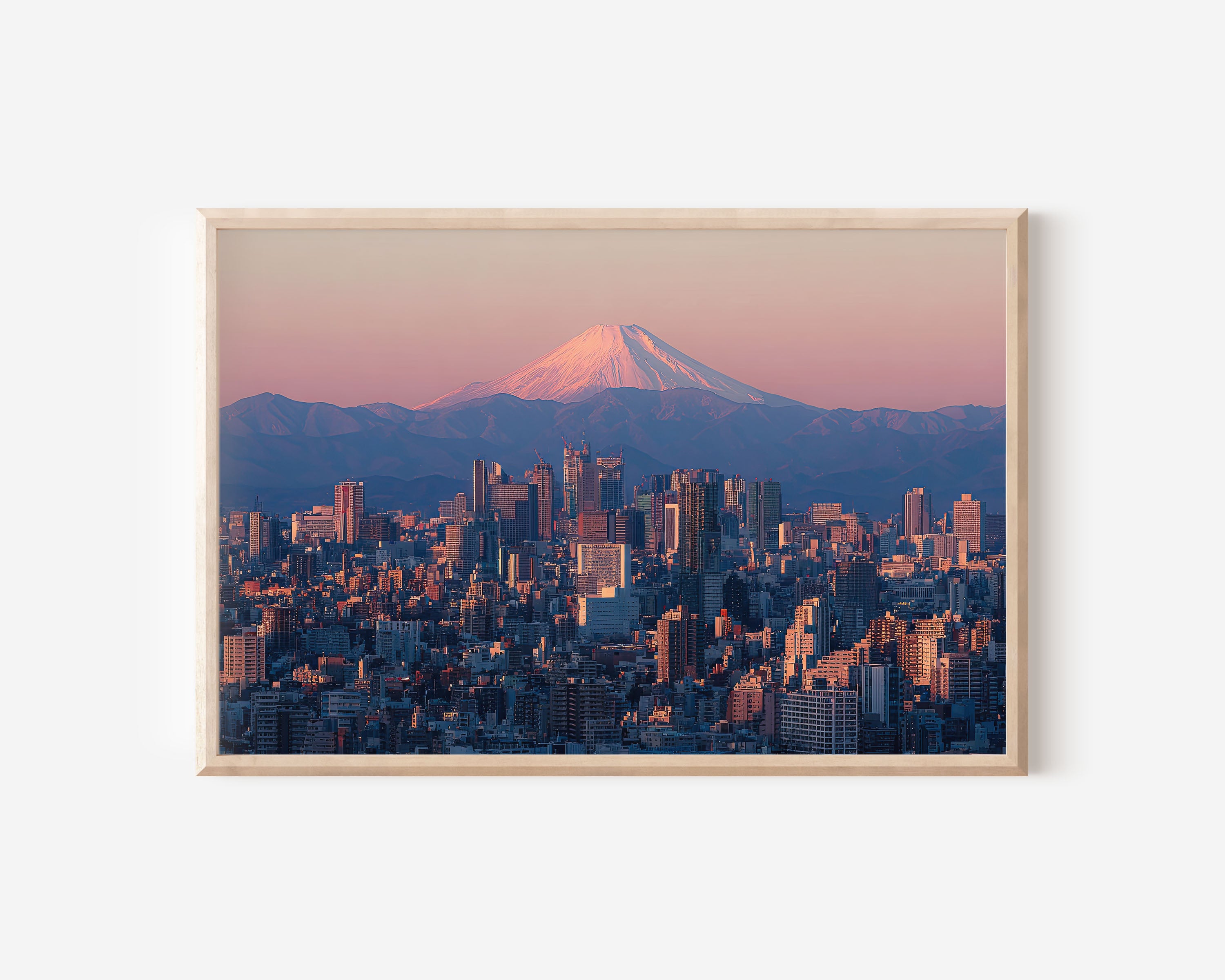 Tokyo Skyline Mount Fuji Sunset Print | Pink Sky Japan Wall Art