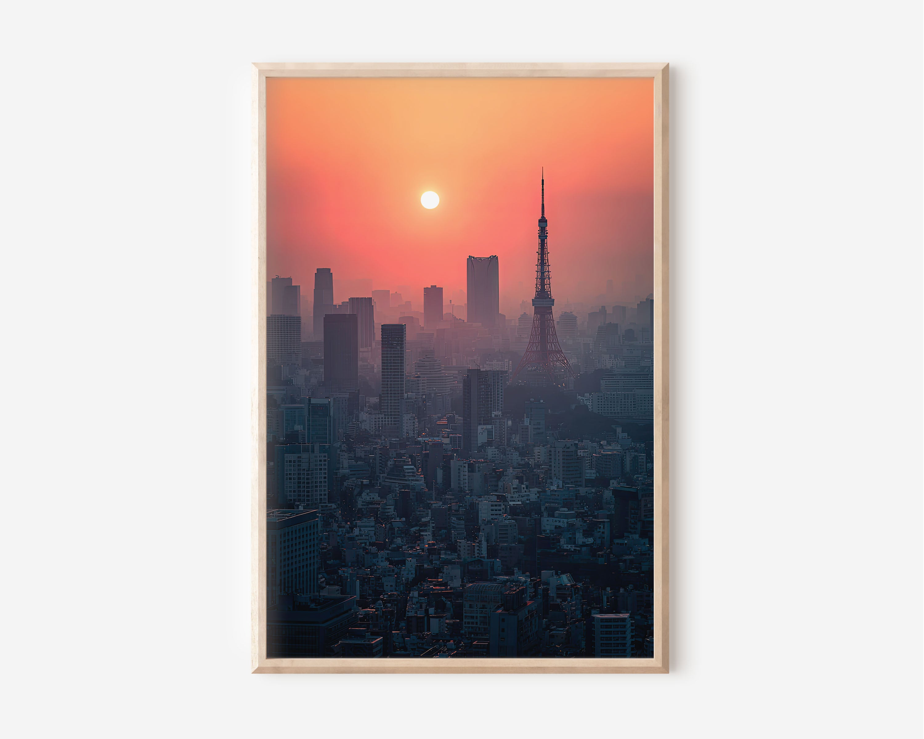Tokyo Tower Sunset Print | Japan Skyline Cityscape Wall Art | Aerial City Photography