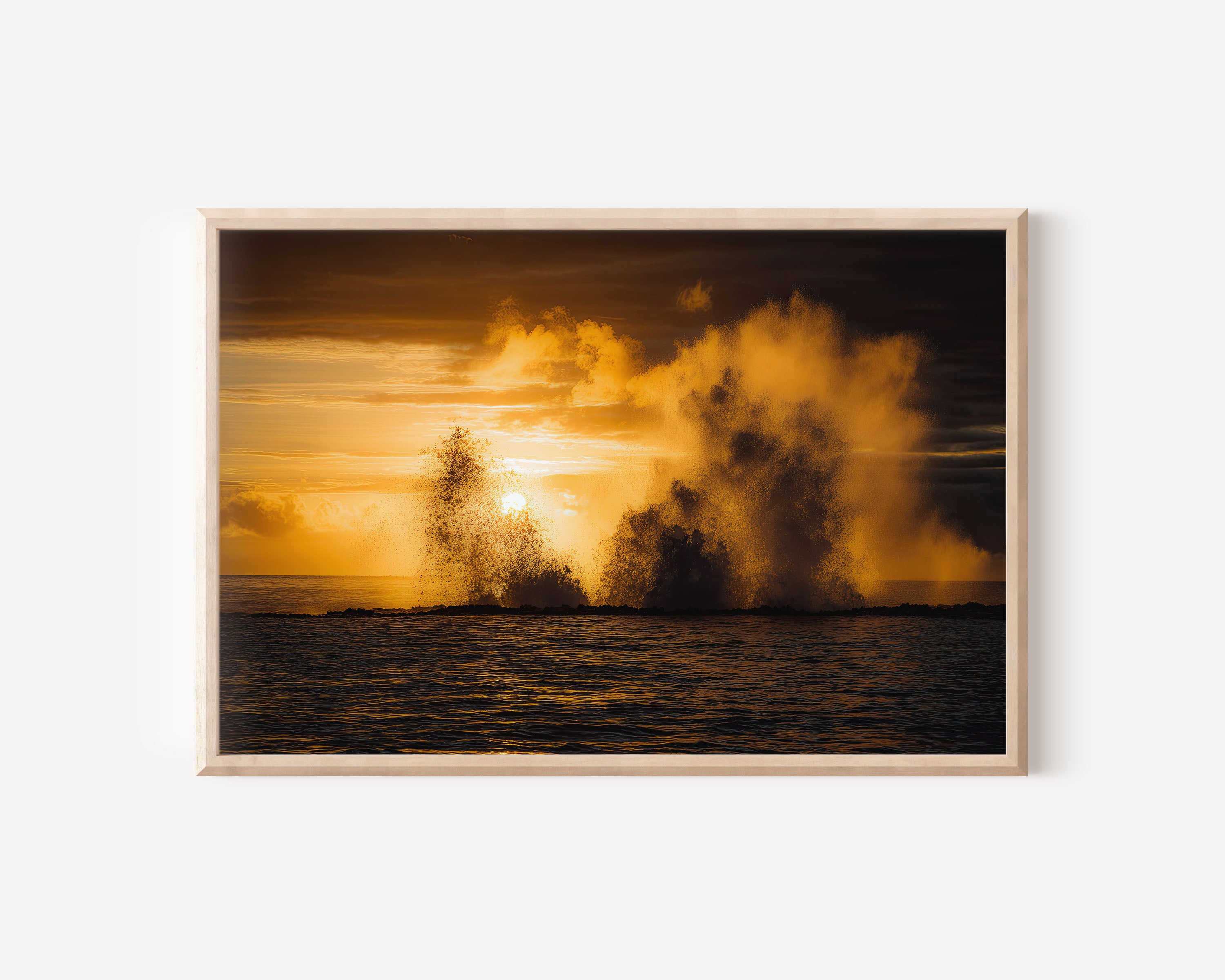 Tonga Blowholes Golden Hour Print | Wave Spray Sunset Wall Art