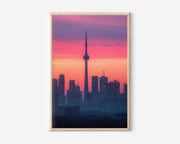 Toronto CN Tower Sunset Wall Art | Toronto Skyline Canada Pink Sunrise Print | Travel Photography Poster