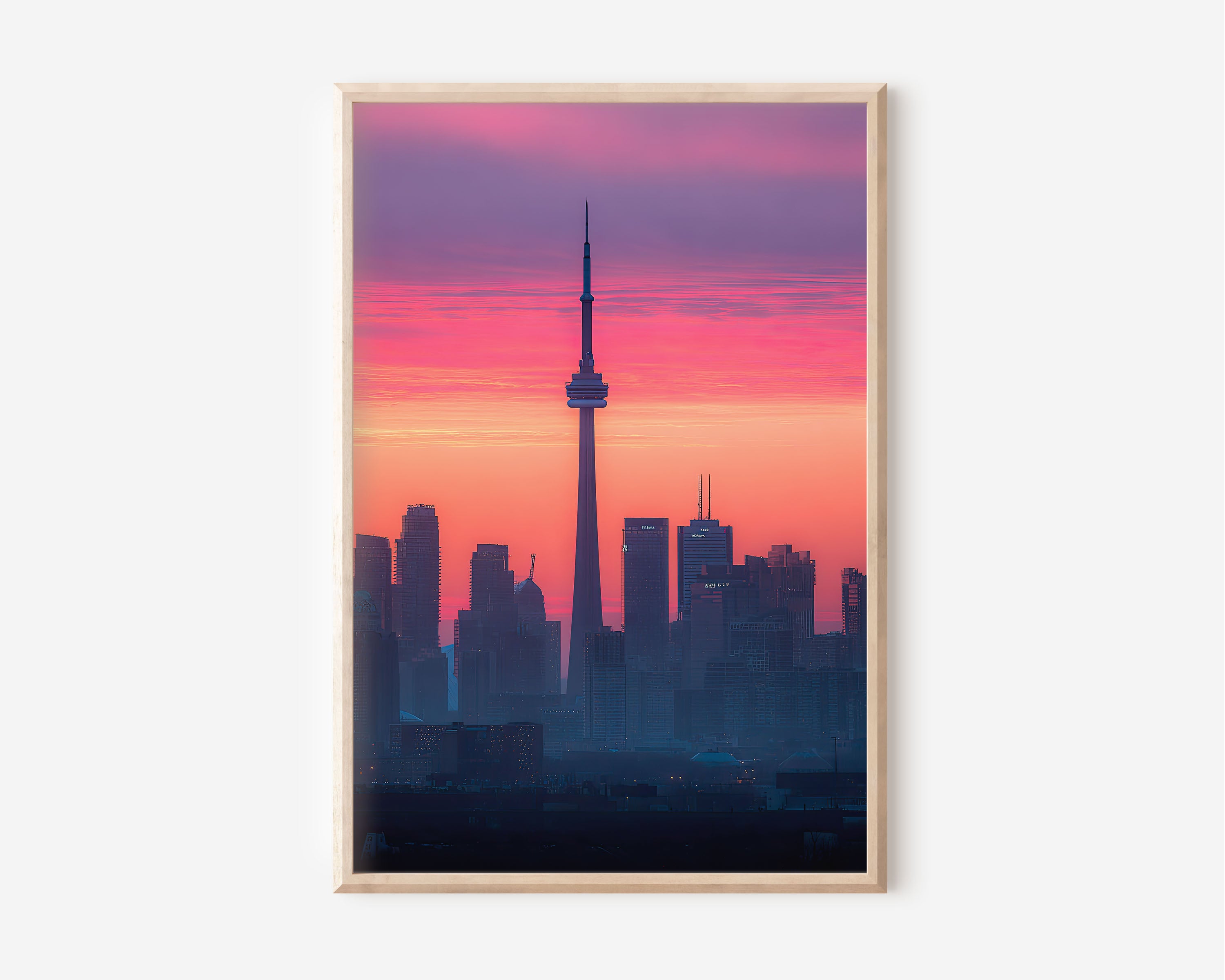 Toronto CN Tower Sunset Wall Art | Toronto Skyline Canada Pink Sunrise Print | Travel Photography Poster
